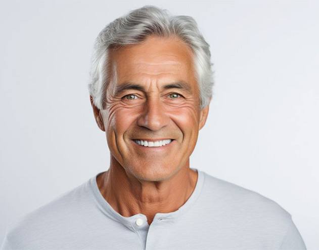 Smiling older man with attractive teeth after full mouth reconstruction